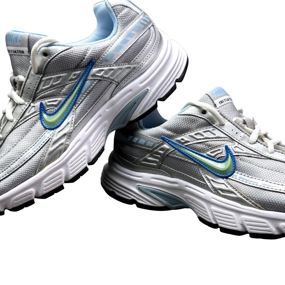 Nike Initiator Metallic Silver Blue Green Running Shoes Mens 9 Dad Unisex Y2K